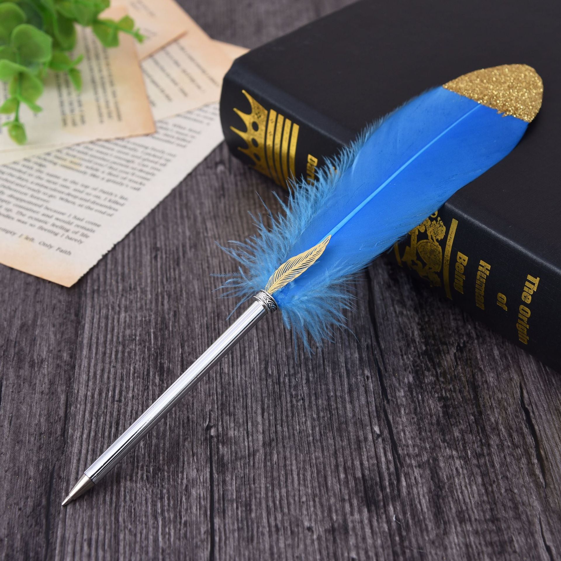 Wholesale Gold Powder Feather Gel Pen